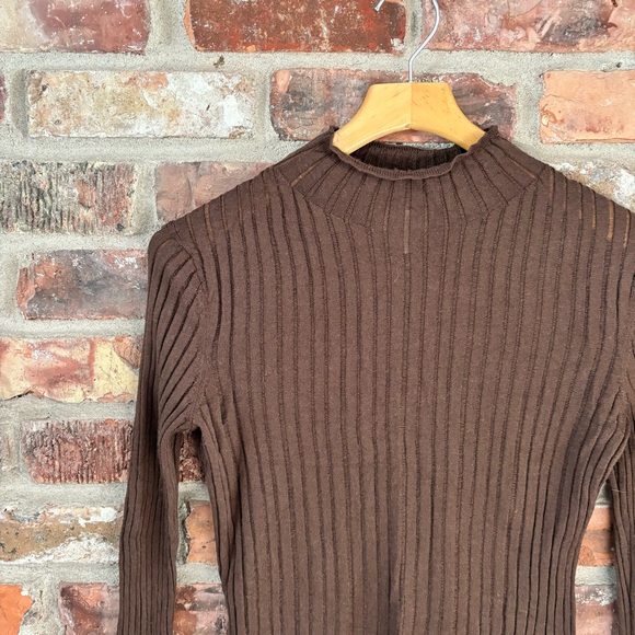 Gap x Cult Gaia Brown Wool Long Sleeve Sheer Shirt Top, M - Picture 3 of 8